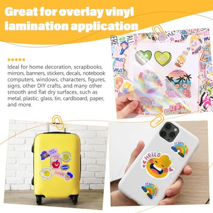 Holographic Laminate Sheets for Vinyl Stickers Laminating Sheets Holographic Sticker Paper for Inkjet Printer Clear Vinyl for DIY Crafts Scrapbooking 8.26" x 11.69" A4 28 Sheets