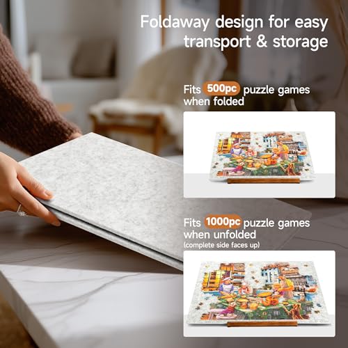 Foldable Jigsaw Puzzle Board with 3 Angle Adjustable Bracket