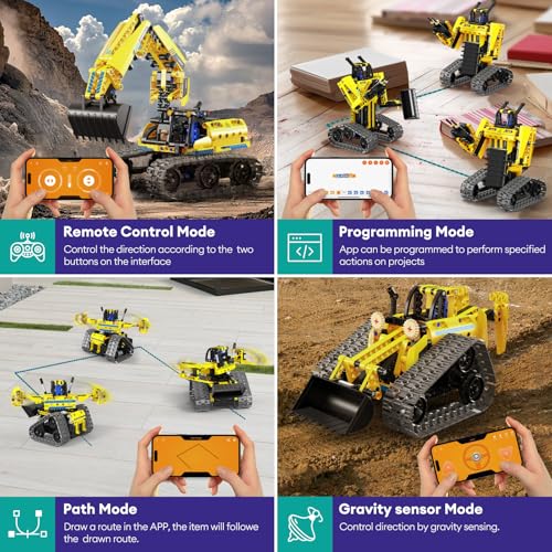 5-in-1 STEM Building Block Kit RC Robot Excavator Toys for Ages 8-13 (430 Count)