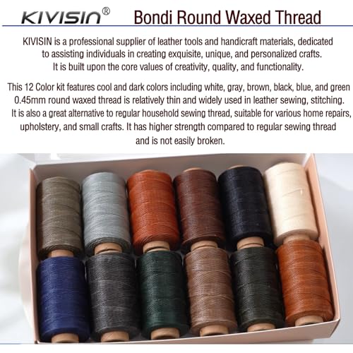 Round Waxed Thread 0.45mm 12 Neutral Colors (12 Colors)