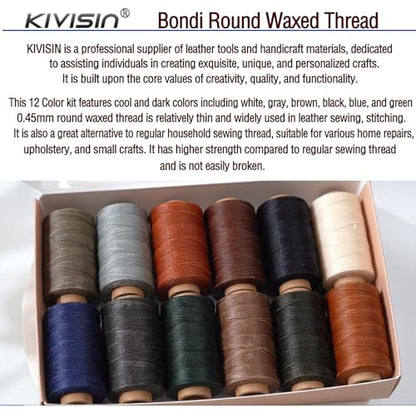 Round Waxed Thread 0.45mm 12 Neutral Colors (12 Colors)