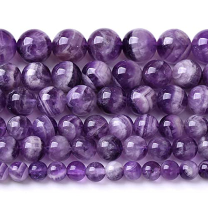Natural Purple Dream Lace Amethysts Beads Crystal Round Loose Beads for Jewelry Making 6mm 60PCS 1 Strand 15" (16 Count)