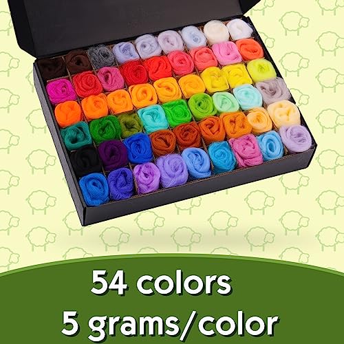 54 Colors Needle Felting Wool (54 Count)