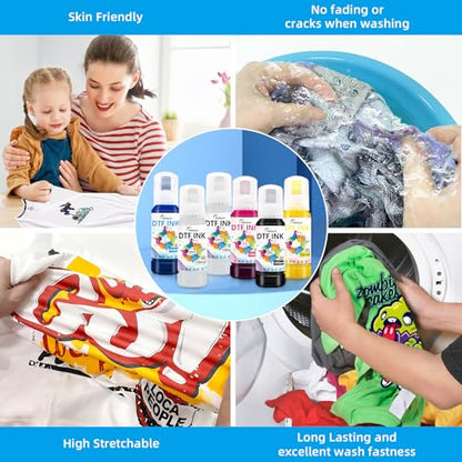 DTF Ink 5Color Kit 600ml Heat Transfer Ink Refill ET