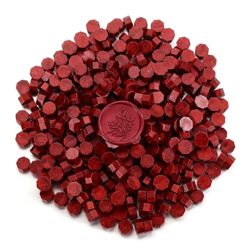 360Pcs Blood Red Sealing Wax Beads with 2 Spoons and 4 Tea Candles for Wax Seal Stamps (360 Count)