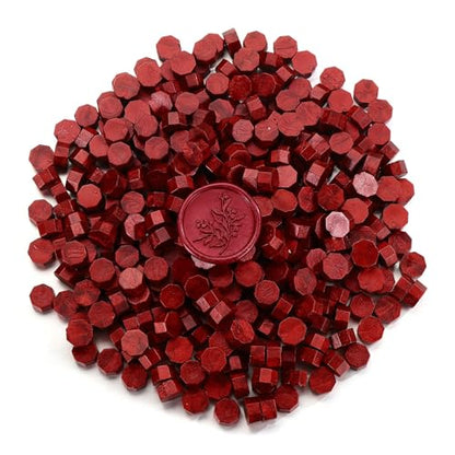 360Pcs Blood Red Sealing Wax Beads with 2 Spoons and 4 Tea Candles for Wax Seal Stamps (360 Count)