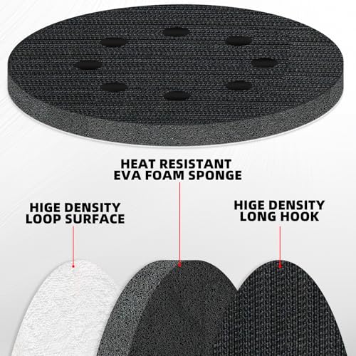 4 Pcs 5 Inch Foam Sponge Sanding Pads 8 Hole Hook and Loop Interface Pads for Random Orbital Sander (4 Count)
