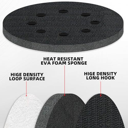4 Pcs 5 Inch Foam Sponge Sanding Pads 8 Hole Hook and Loop Interface Pads for Random Orbital Sander (4 Count)