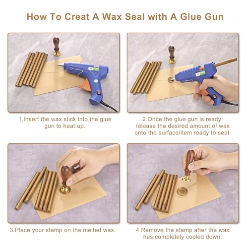 15Pcs Bronze Gold Glue Gun Sealing Wax Sticks for Wax Seal Stamp (15 Count)