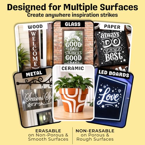 6 White Car Window Markers Washable for Auto