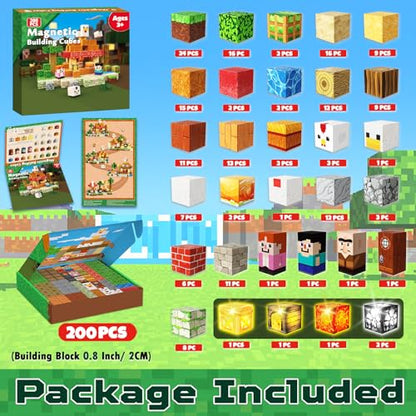 200PCS Magnetic Blocks with Light