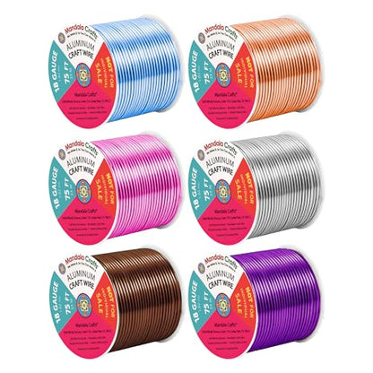 18 GA Blue Pink Brown Assorted Anodized Aluminum Craft Wire (450 Foot)
