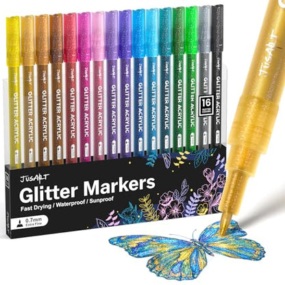 16 Colors Glitter Markers (16 Count)