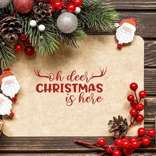 4 Sheet Christmas Words Clear Stamps Greeting Words Santa Xmas Tree Pattern Silicone Transparent Stamps Border Stamp Cards for DIY Craft Card Making Scrapbooking Embossing Album Decor (4 Count)