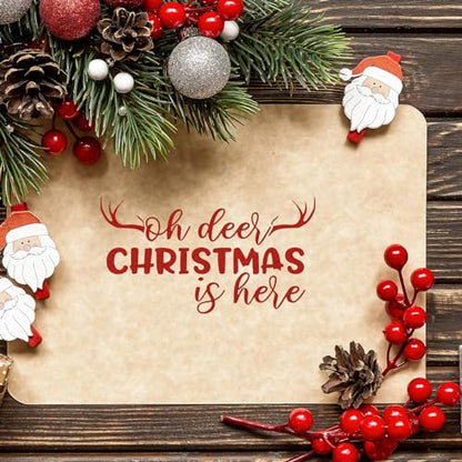 4 Sheet Christmas Words Clear Stamps Greeting Words Santa Xmas Tree Pattern Silicone Transparent Stamps Border Stamp Cards for DIY Craft Card Making Scrapbooking Embossing Album Decor (4 Count)