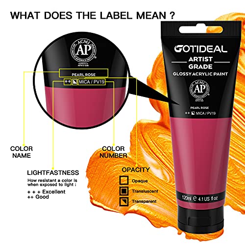 Metallic Acrylic Paint Pearl Rose Red Tubes (4.1 Fl Oz)