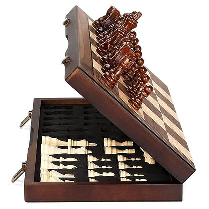 Magnetic Wooden Chess Set for Adults Kids 15'' Chess Board with Handmade Pieces