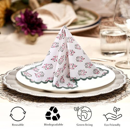 Embroidery Napkins Kitchen Towels Table Decor Table Linen Cotton Napkins Cloth Napkins Set of 4 (4.2329 Ounce)
