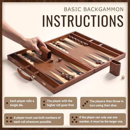 Sapele Wood Backgammon Board Game Set