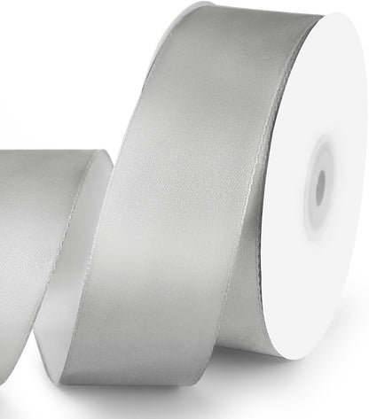 KMER LIFE 1-1/2" Wide x 50 Yards Silvery Single Faced Polyester Satin Ribbon, Silvery Satin Ribbon Perfect for Wedding Decor, Wreath, Crafts, Gift Wrapping & Other Projects (Silvery) - Crafty Corner