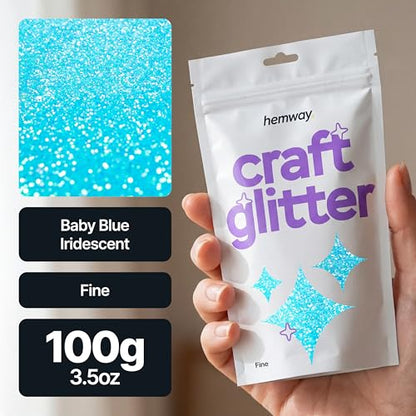 Craft Glitter Baby Blue Iridescent 100g Fine Glitter (3.5 Ounce)