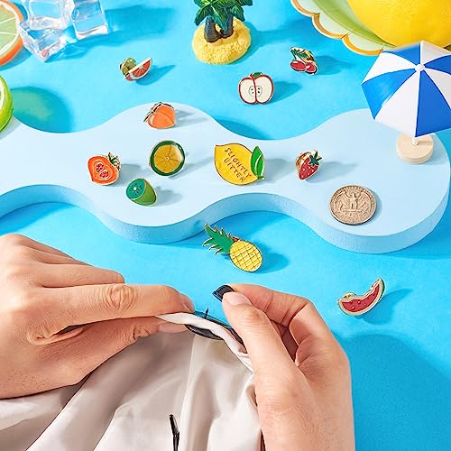 Beadthoven 17pcs Fruits Enamel Brooch Pins Set Cute Cartoon Food Lapel Pins Watermelon Strawberry Orange Lemon Avocado Pins Lapel Badge Button Pins Jewelry for Backpack Cloths Hats Jacket Decoration (17 Count)