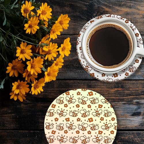 Cartoon Bees Pattern Polymer Clay Texture Sheet Seamless Flowers Pattern Silicone Texture Mat for Polymer Clay Making Earrings Jewelry DIY Crafts 5.5 × 5.5 Inch