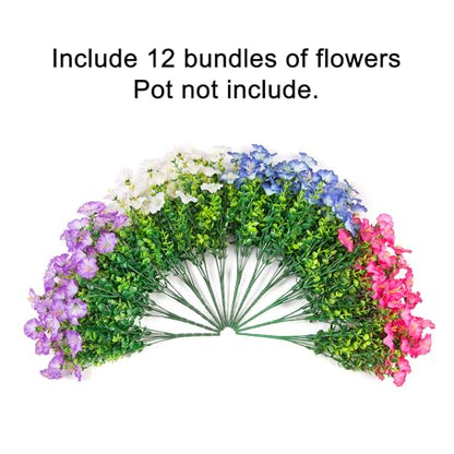 Artificial Flowers Fake Plants for Outdoors Decoration (12 Count)