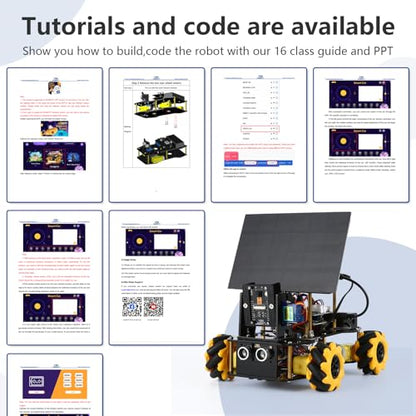 4-in-1 ESP32 Smart Camera Solar Robot Car, 4WD Remote Control Car Robotics Kit for 8-12 12-16+ Kids Teens, Electronics Programming STEM Toy Science Coding Kit Compatible with Arduino/Scratch/Phython