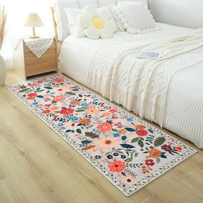 Runner Rug for Hallways Kitchen Rug Non Slip 2'x 6' Washable Rugs with Rubber Backing Soft Floral Carpet Runner for Hallways