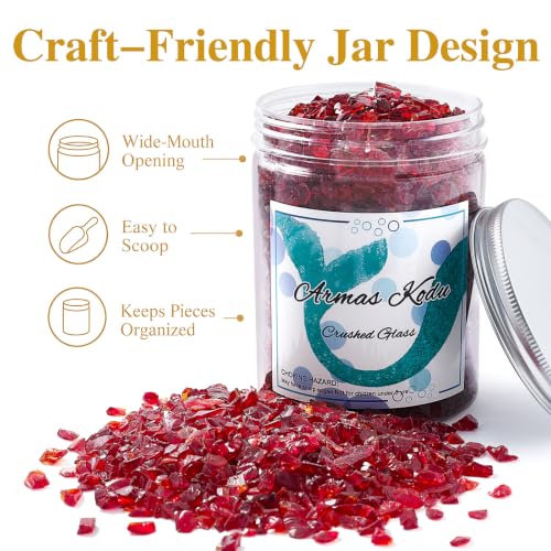 Red Crushed Glass for Resin Art & Crafts