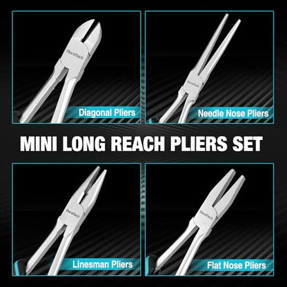 4PCS Long Reach Pliers Set with Pouch (4 Count)