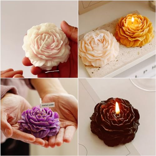 3.5In Peony Flower Silicone Candle Mold for Soap Resin Wedding Decor Craft