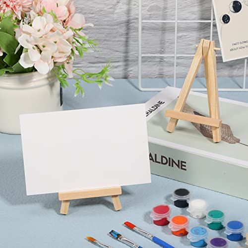 40 Pack 5 Inch Mini Wood Easel Stand Mini Wood Display Easel Wooden Tripod Holder Stand for Painting Portable Canvas Photo Picture Sign Displaying Small Business Cards Artist Phone Wedding (40 Count)