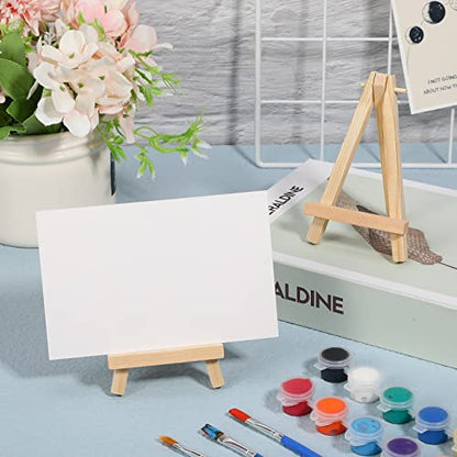 40 Pack 5 Inch Mini Wood Easel Stand Mini Wood Display Easel Wooden Tripod Holder Stand for Painting Portable Canvas Photo Picture Sign Displaying Small Business Cards Artist Phone Wedding (40 Count)