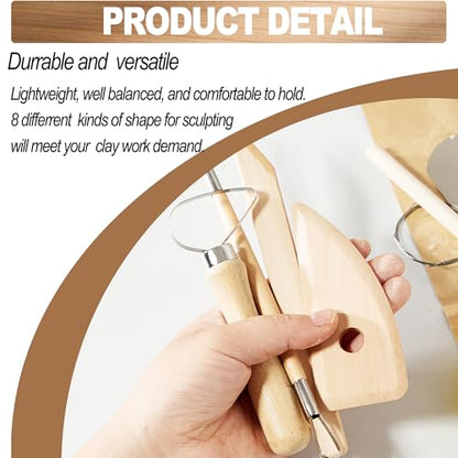8Pcs Clay Sculpting Tools Set Perfect for Polymer Air Dry Modeling Clay Beginners & Professionals Ideal for DIY Pottery & Ceramics Tools for Clay Sculpey Sculpting & Crafting