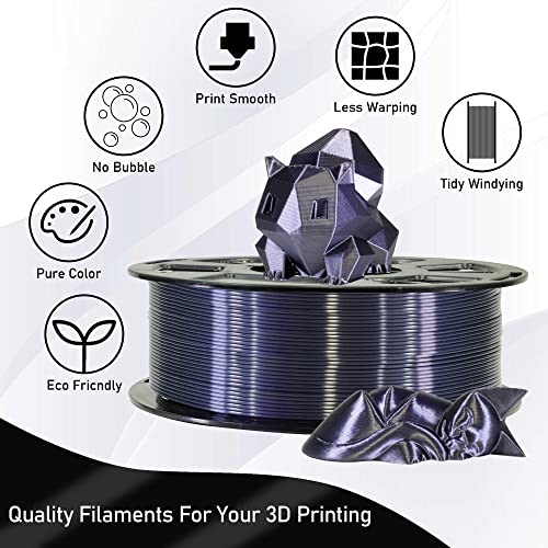 1KG Silk Shiny Black PLA 3D Printer Filament (35.27 Ounce)