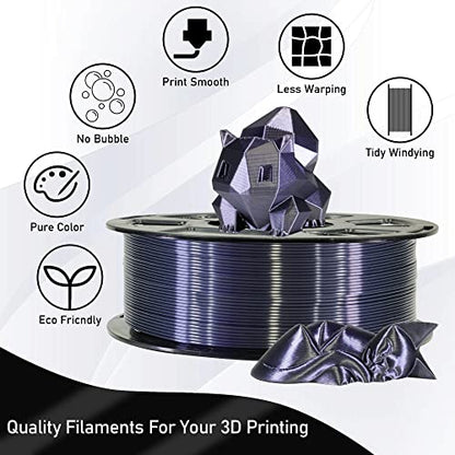 1KG Silk Shiny Black PLA 3D Printer Filament (35.27 Ounce)
