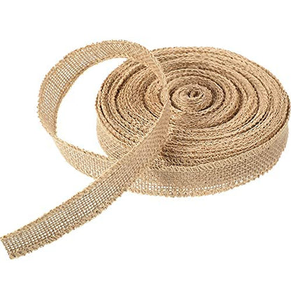 20 Yard 1 Inches Burlap Ribbon Wide Jute Ribbon Natural Burlap Fabric Roll Wired Edge for Wreaths