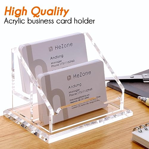 Acrylic Business Card Holder For Desk Clear Business Card Display Stand 2 Tier 2 Slots Business Cards Holders for Men And Woman