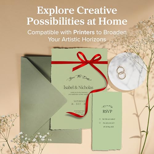 Handmade Green Deckle Edge Blank Paper (6 Count)
