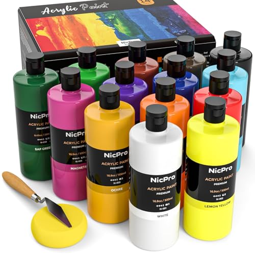 14 Colors Large Bulk Acrylic Paint Set for Artist (236.6 Fl Oz)