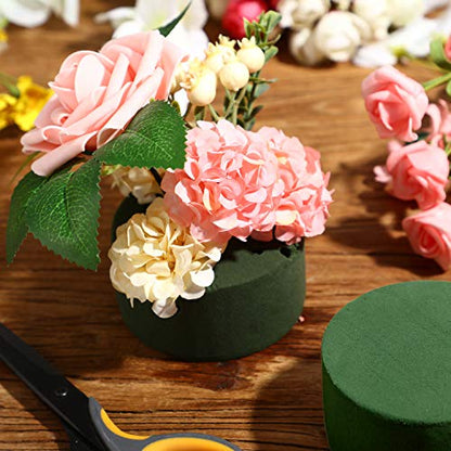 12 Pieces Round Floral Foam Wet Green Flower Foam DIY Flower Arrangement Kit for Aisle Wedding Party Decoration (12 Count)