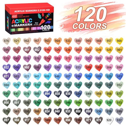 120 Colors Acrylic Paint Markers and ACRYLIAC PAINT PENS for Rock (120 Count)