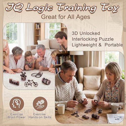 9 Pcs Metal Brain Teasers 3D Steel Puzzle Set (9 Count)