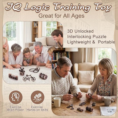 9 Pcs Metal Brain Teasers 3D Steel Puzzle Set (9 Count)