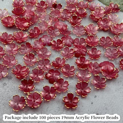 100pcs Acrylic Flower Beads (100 Count)