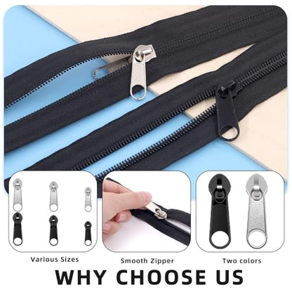 85pcs #3 #5 #8 Zipper Repair Kit Includes 39pcs Metal Zipper Sliders