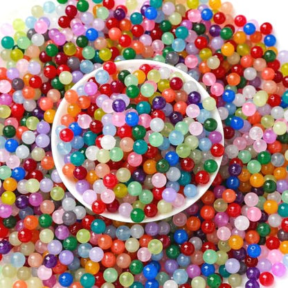 100PCS 10mm Natural Colorful Chalcedony Stone Beads Round Loose Spacers Beads for DIY Bracelet Necklace Earrings Jewelry Making