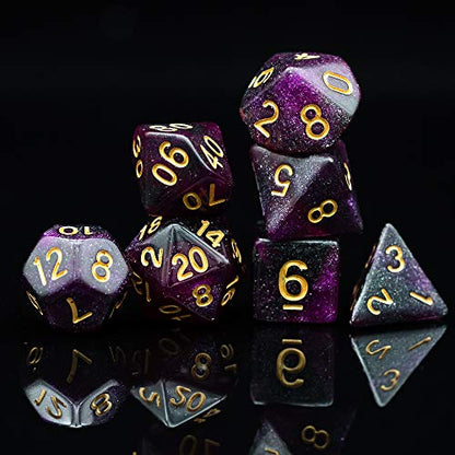 7 Die DND Dice Set Polyhedral Dice Set with a Leather Dice Bag (7 Count)
